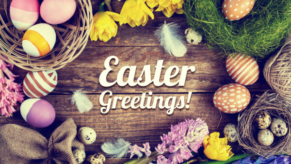 Wallpaper Spring, Easter, Eggs, Busket, Flowers