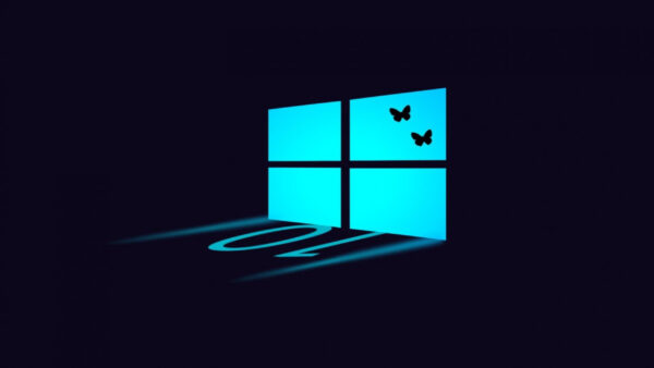 Wallpaper Black, Logo, Butterflies, Blue, Windows, Background