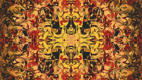 Wallpaper Abstraction, Pattern, Black, Shapes, Fractal, Yellow, Red, Mobile, Abstract, Desktop