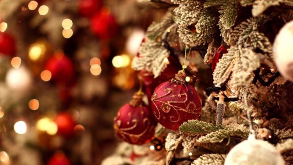 Wallpaper Bokeh, Balls, Red, Background, Colorful, Ornament, Lights, Christmas, Decoration, Tree
