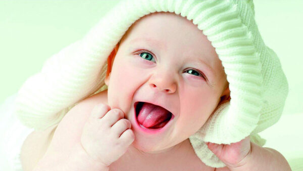 Wallpaper With, Green, Towel, Child, Covering, Smiling, Light, Baby, Knitted, Cute, Woolen