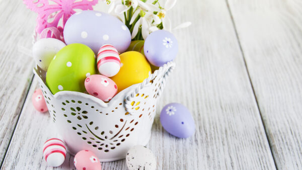 Wallpaper Eggs, Happy, Easter, Colorful, Basket, White