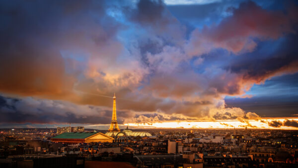 Wallpaper Background, Desktop, Eiffel, Travel, Blue, And, Clouds, Tower, Sky, Paris, With