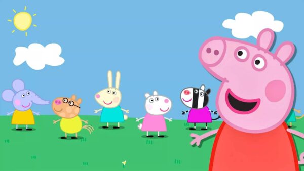 Wallpaper Rabbit, George, Zebra, Pig, Peppa, Anime, Blue, Sky, Background, Zaza, Rebecca