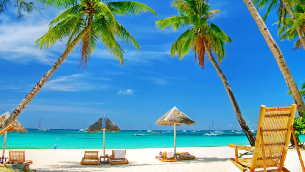 Wallpaper Hut, Beach, And, Sand, Chair, Wooden, Desktop