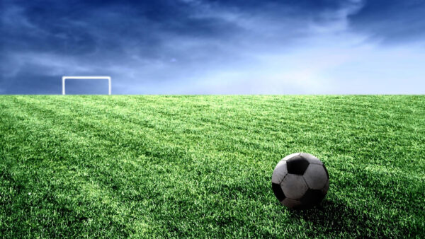 Wallpaper Desktop, Football, Grass, Blue, Green, Under, Sky