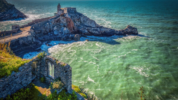 Wallpaper Liguria, Cape, Coast, Italy, Travel, Sea, Desktop, Church
