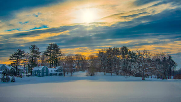 Wallpaper House, Sky, Sunset, Desktop, Mobile, Snow, Photography, Forest, Blue