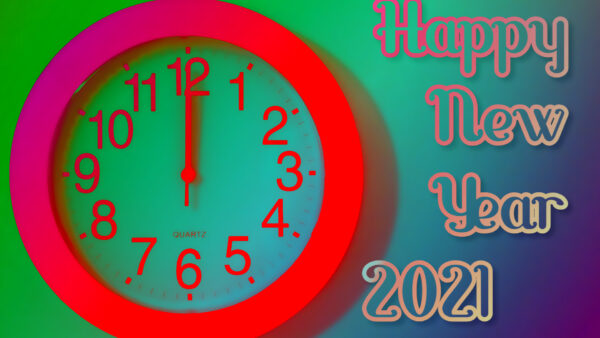 Wallpaper Year, Red, New, With, Happy, Clock, 2021