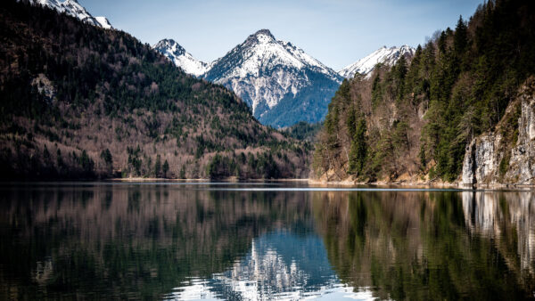 Wallpaper Snow, Landscape, Capped, River, Mobile, Greenery, View, Reflection, Slope, Nature, Desktop, Mountains