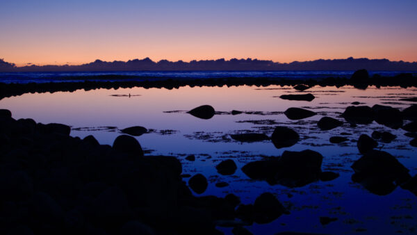 Wallpaper Blue, Desktop, Sky, Nighttime, Under, Water, During, Rocks, Nature, Body