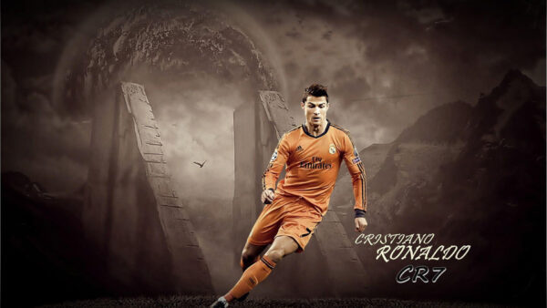 Wallpaper Wearing, Desktop, Ronaldo, Kicking, Ball, Dress, Orange