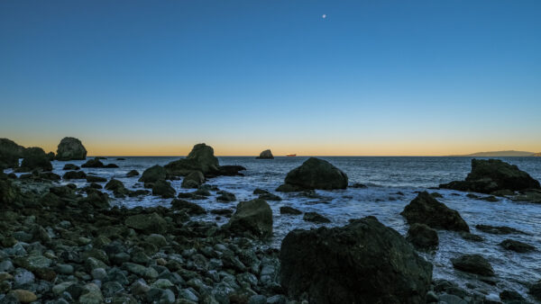 Wallpaper Ocean, Desktop, Sky, Nature, Scenery, Blue, Waves, Stones, Rocks, Mobile, Under