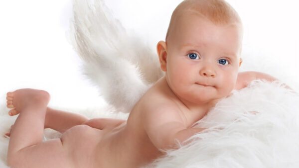Wallpaper Blue, White, Eyes, Chubby, Background, Cute, Child, Fur, Cloth, Baby, Lying