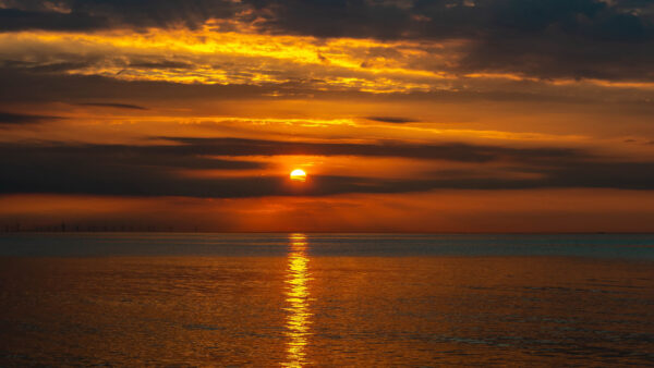 Wallpaper Sea, Blue, Black, Nature, Reflection, Mobile, Ocean, Beautiful, Sky, Sunset, Moon, Desktop, Water, During, Clouds