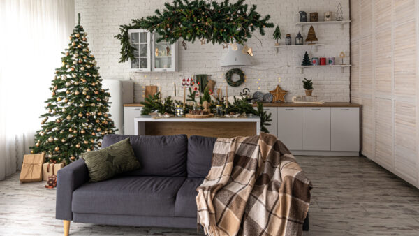 Wallpaper Pillow, WALL, Tree, White, Couch, Mobile, Background, Christmas, Decorated, Desktop