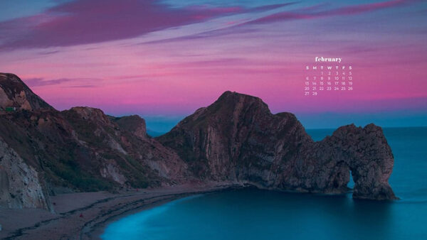 Wallpaper Rock, Background, Mountain, February, Blue, Calendar, Sky