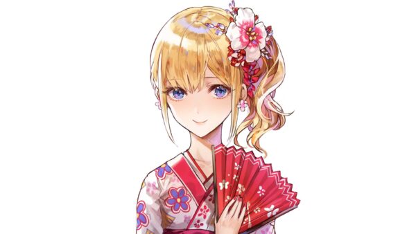 Wallpaper Anime, Light, With, Purple, Red, Dress, Eyes, Girl