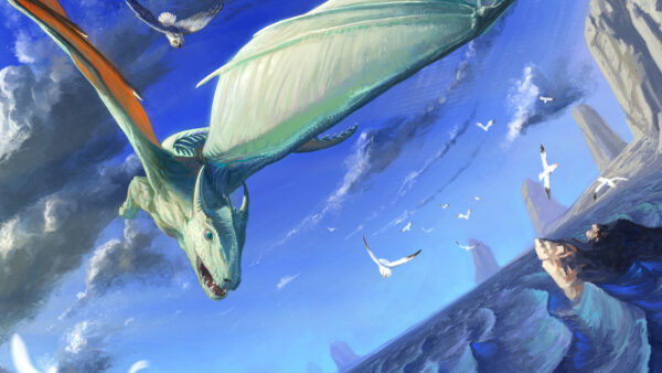 Wallpaper Water, White, Desktop, Flying, Fantasy, Dragon, Above, Body, Dreamy