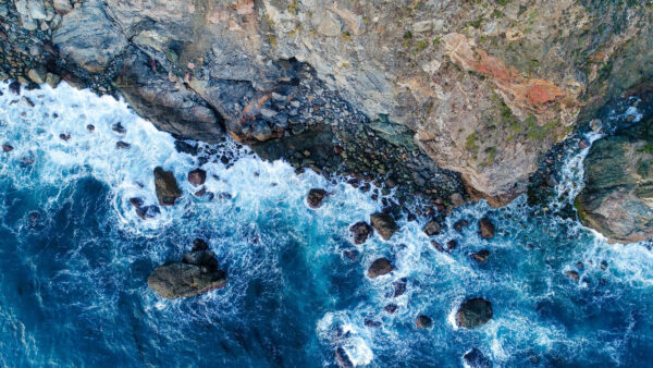 Wallpaper Waves, Sea, Mobile, Nature, View, Mountains, Aerial, Desktop, Stones, Rock