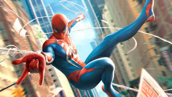 Wallpaper Background, Spiderman, Buildings, Fly