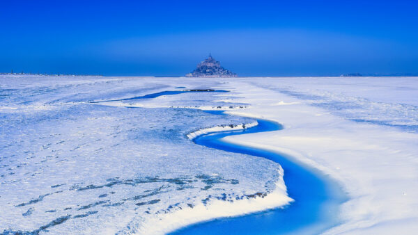 Wallpaper Travel, France, Landscape, Snow, During, Mont, Saint-Michel, Winter