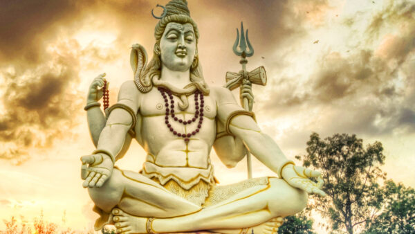 Wallpaper Statue, Black, Sky, Cloudy, Shiva, Background