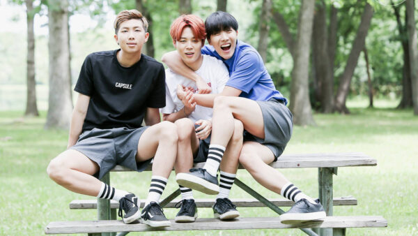 Wallpaper BTS, Wooden, Bangtan, Boys, Bench, Are, Sitting