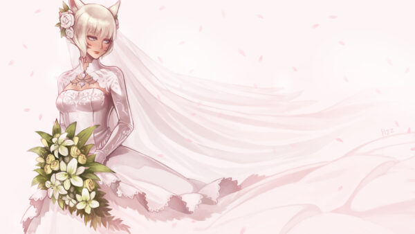 Wallpaper With, Gown, Fantasy, Pink, Final, Games, XIV, Wearing, Background, Girl, Desktop