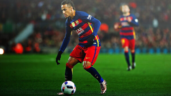 Wallpaper Sports, Blue, Wearing, Desktop, Neymar, Ground, Playing, Dress, Red