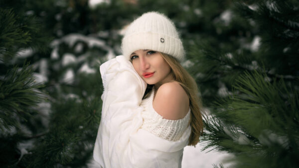 Wallpaper Beautiful, Dress, Background, Cap, Model, Girl, White, Green, Wearing, Girls, Trees, And