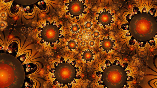 Wallpaper Orange, Art, Glow, Brown, Fractal, Shapes, Abstract