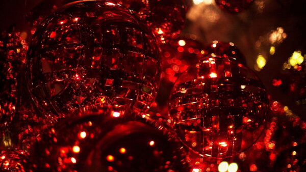 Wallpaper Closeup, Christmas, Glitter, Ornaments, Red, View, Balls, Glare