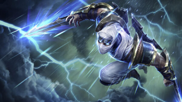 Wallpaper Zed, League, Sky, Sword, Legends, Background, With, Lightning