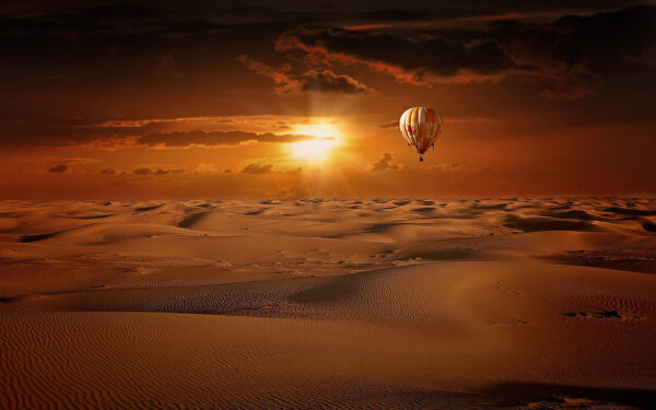 Wallpaper Balloon, Sunrise, Desert