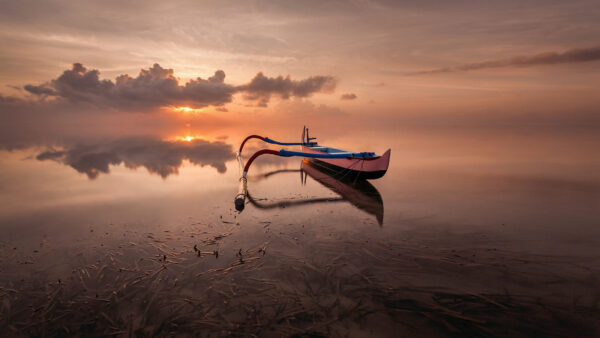 Wallpaper Daytime, During, Standing, Lake, Desktop, Nature, Boat, Clouds, Under