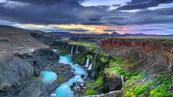 Wallpaper Sky, Cloudy, Under, Iceland, Desktop, Mobile, Nature, Canyon, Landscape