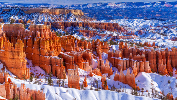 Wallpaper During, Bryce, USA, With, Snow, Canyon, National, Aerial, Park, Nature, Utah, View, Winter, Desktop