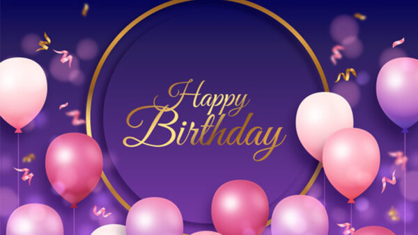 Wallpaper Birthday, Letters, Pink, Purple, Dark, Balloons, Background, Happy, With