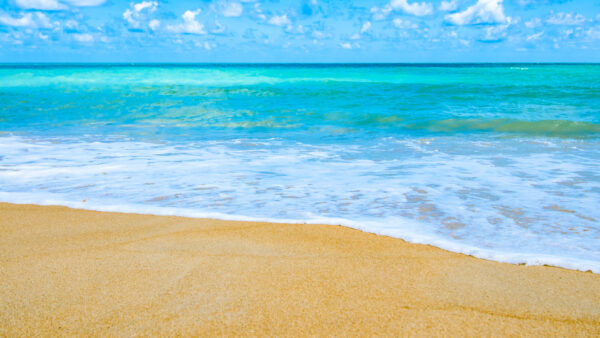 Wallpaper Waves, Beach, Blue, Clouds, Nature, Desktop, Sky, Foam, Under, Sand, Scenery, Mobile, Ocean