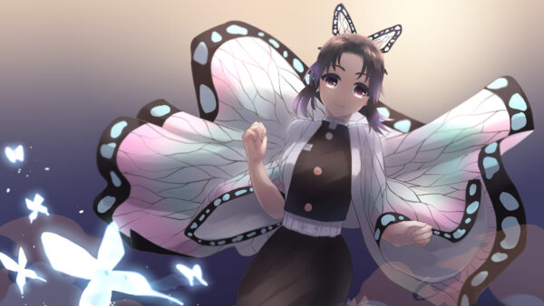 Wallpaper Slayer, Shinobu, Demon, Desktop, Anime, Butterfly, Flying, Kochou, Wings, With