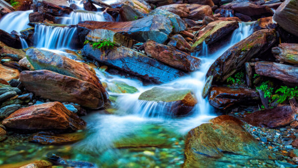 Wallpaper Desktop, Rocks, Stream, Scenery, Stones, Water, Nature, Waterfalls, Mobile