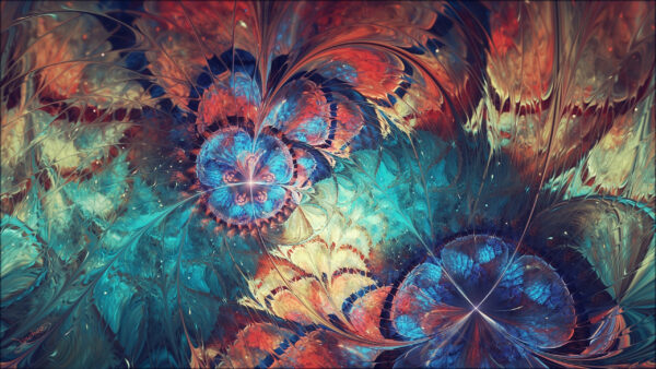 Wallpaper Shapes, Waves, Abstraction, Fractal, Flower, Colorful, Abstract