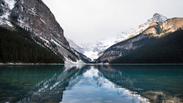 Wallpaper Scenery, Rock, Slope, Lake, Desktop, With, Mountains, Mobile, Nature, Beautiful, Reflection, Trees, Green, Snow
