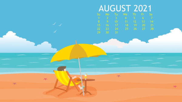Wallpaper Sky, August, Blue, Calender, Background, Ocean