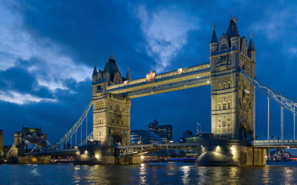 Wallpaper Bridge, Tower, Twilight, London