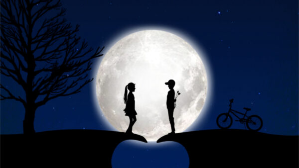 Wallpaper Mobile, Love, Moon, 4k, Desktop, Children, Silhouettes, Wallpaper, Cool, Images, Pc, Background, Phone, Romance