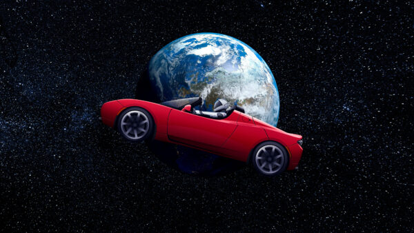 Wallpaper Orbit, Tesla, Astronaut, Earth, Roadster