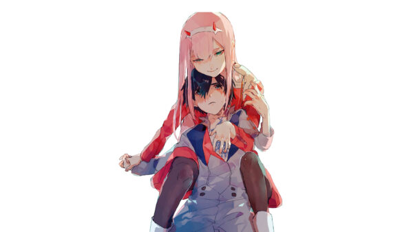 Wallpaper With, Zero, Hiro, The, Desktop, Back, Anime, Two, FranXX, Lifting, Darling, White, Background