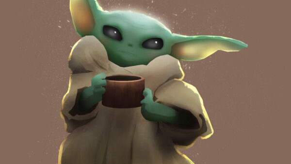 Wallpaper Green, Yoda, Having, Movies, Desktop, Baby, Background, Cup, Brown, With
